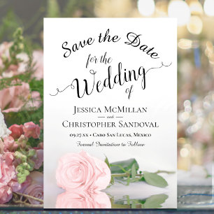 Reflecting Blush Pink Rose Romantic Wedding Save The Date
