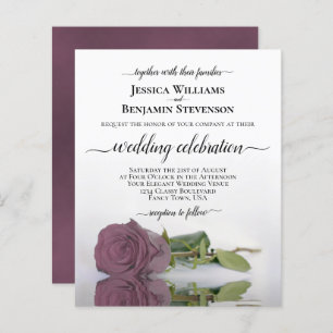 Reflecting Dusty Mauve Rose BUDGET Wedding Invite