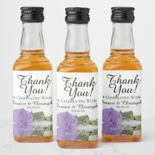 Reflecting Lavender Rose Wedding Thank You Mini Liquor Bottle Label