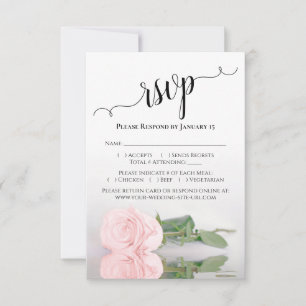 Reflecting Pale Blush Pink Rose Elegant Wedding RSVP Card
