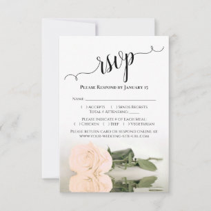 Reflecting Pale Peach Orange Rose Elegant Wedding RSVP Card