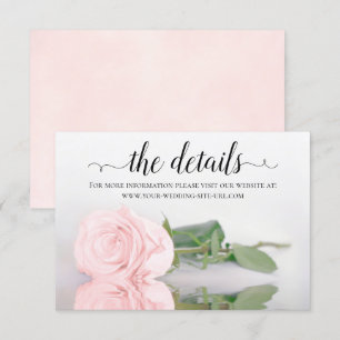Reflecting Pink Rose Wedding Details Website Enclosure Card