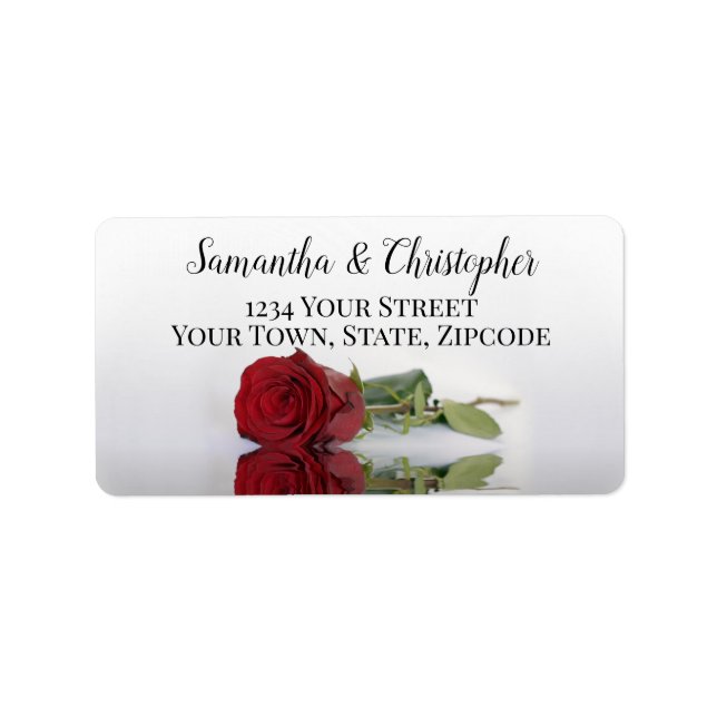 Reflecting Red Rose Elegant Wedding Address Label (Front)