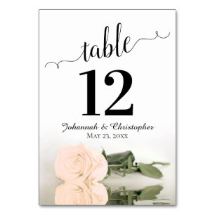 Reflecting Sepia Peach Rose Elegant Wedding Table Number