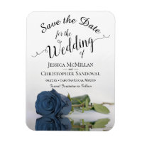 Reflecting Steel Blue Rose Wedding Save the Date