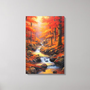 Reflecting Sunlight Fall Maple Forest Fine Art Canvas Print