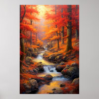 Reflecting Sunlight Fall Maple Forest Fine Art