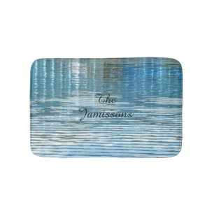 Reflection Abstract Light Blue Personalized Plush Bath Mat