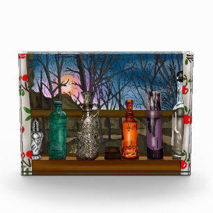 Reflection Colorful Glass Vases in Window Sill Photo Block