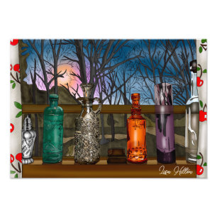 Reflection   Colourful Glass Vases in Window Photo Print