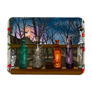 Reflection Colourful Glass Vases in Window Sill Magnet