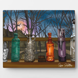 Reflection Colourful Glass Vases in Window Sill Plaque