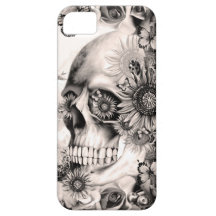Reflection, floral landscape skull