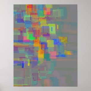 "Reflection in Garden Pond" Geometric Abstract Art Poster