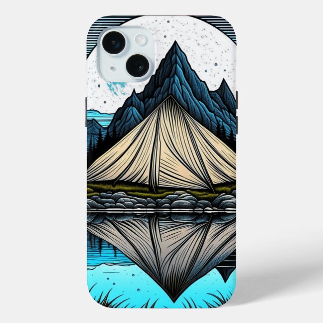 Reflection of a Tent on the Lake in the Mountains Case-Mate iPhone Case (Back)