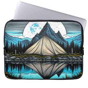 Reflection of a Tent on the Lake in the Mountains Laptop Sleeve