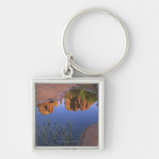Reflection of Cathedral Rock , Sedona , Arizona Keychain (Front)