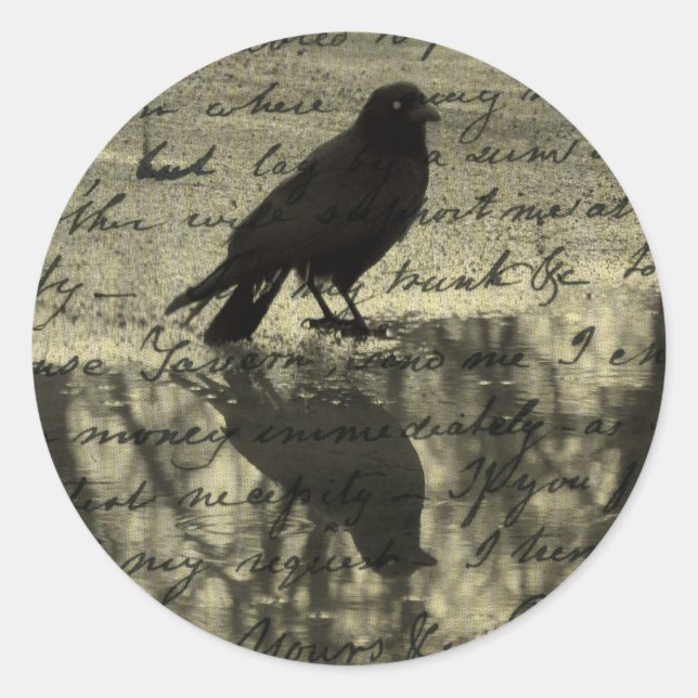 Reflection Of Crow Classic Round Sticker (Front)