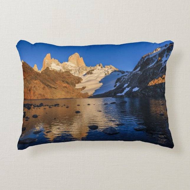 Reflection Of Fitz Roy At Sunrise Accent Pillow (Front)