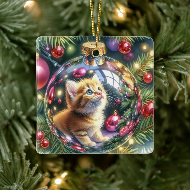 Reflection of Kitten in a Christmas Ornament   (Tree)