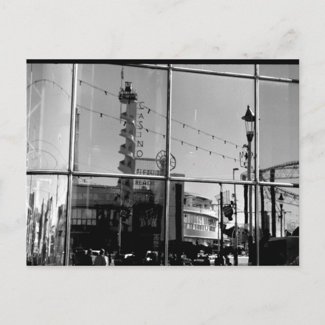 Reflection Sandcastle window B/W Postcard (Front)