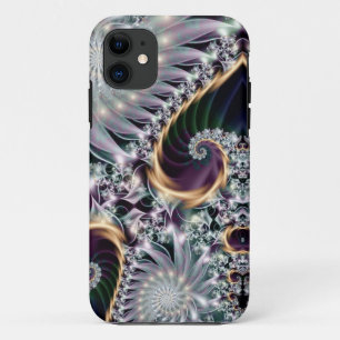 Reflection Silver Spiral Fractal iPhone 11 Case