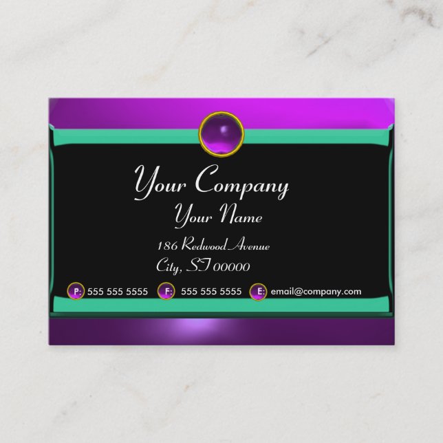 REFLECTIONS 2 AMETHYST monogram purple black green Business Card (Front)