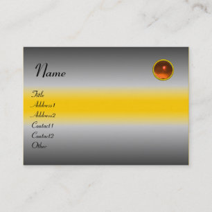 REFLECTIONS  AGATE MONOGRAM, grey white yellow Business Card
