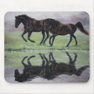 Reflections - Black horse mousepad