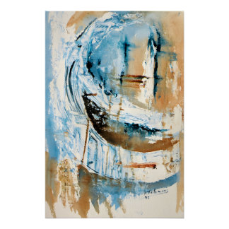 Reflections in Blue and Oker Poster