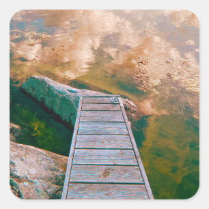 Reflections in the swedish archipelago square sticker
