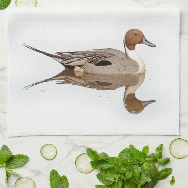Reflections of a Northern Pintail Duck Kitchen Towel (Folded)