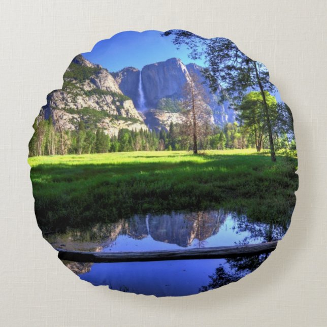 Reflections of Falls Round Pillow (Front)