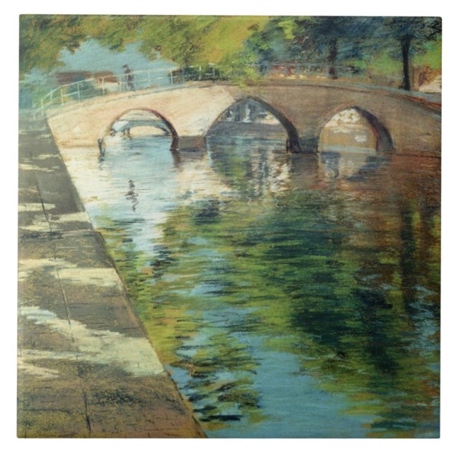 Reflections on a Canal (by William Merritt Chase) Tile (Front)