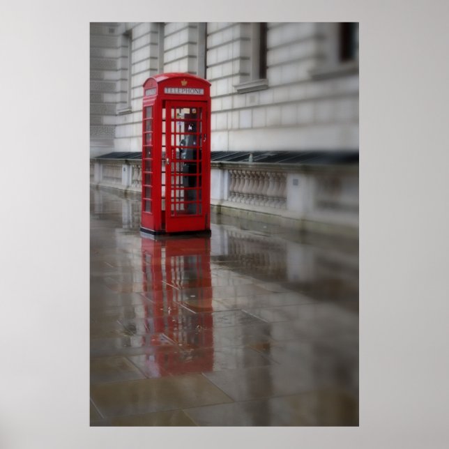 Reflections on a Red Phone Box - London Poster (Front)