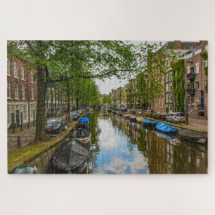 Reflections on Amsterdam canal, Netherland Jigsaw Puzzle
