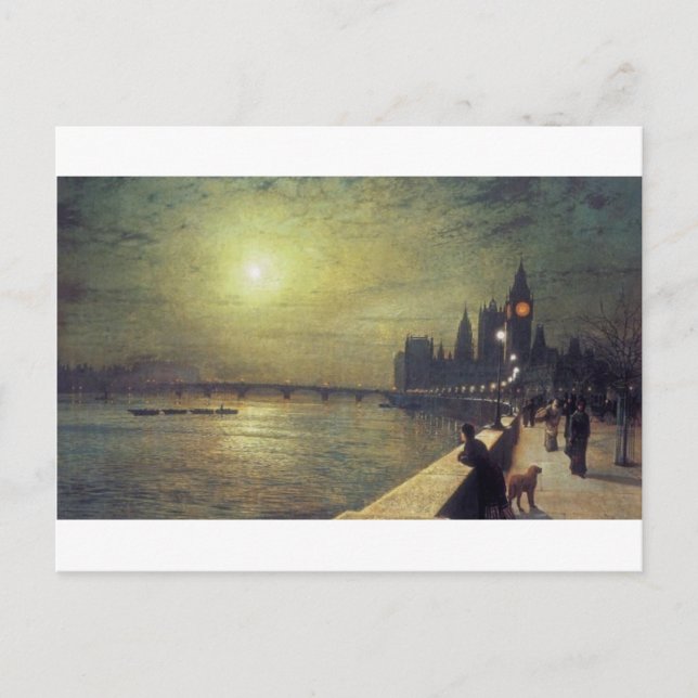 Reflections on the Thames, Westminster by John Postcard (Front)