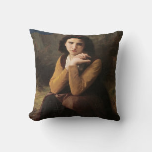 Reflective Beauty (Mignon Pensive) 1869 Bouguereau Throw Pillow
