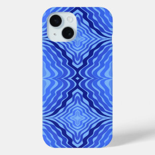 Reflective Blue Waves Modern Abstract Design Art iPhone 15 Case