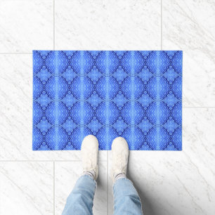 Reflective Blue Waves Modern Abstract Design Art Doormat