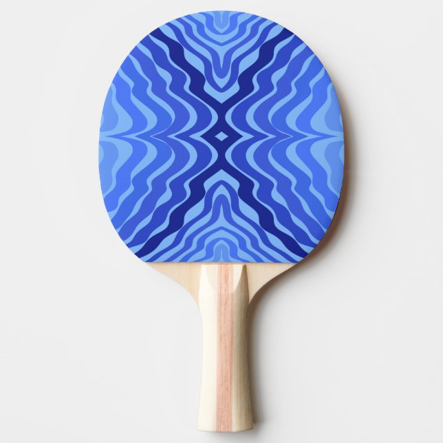 Reflective Blue Waves Modern Abstract Design Art Ping Pong Paddle (Front)