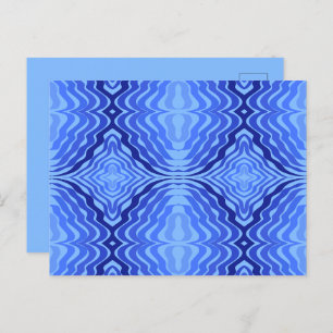 Reflective Blue Waves Modern Abstract Design Art Postcard