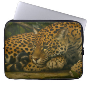 Reflective Jaguar – Serene Wildlife Art Print Laptop Sleeve