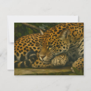 Reflective Jaguar – Serene Wildlife Art Print Postcard