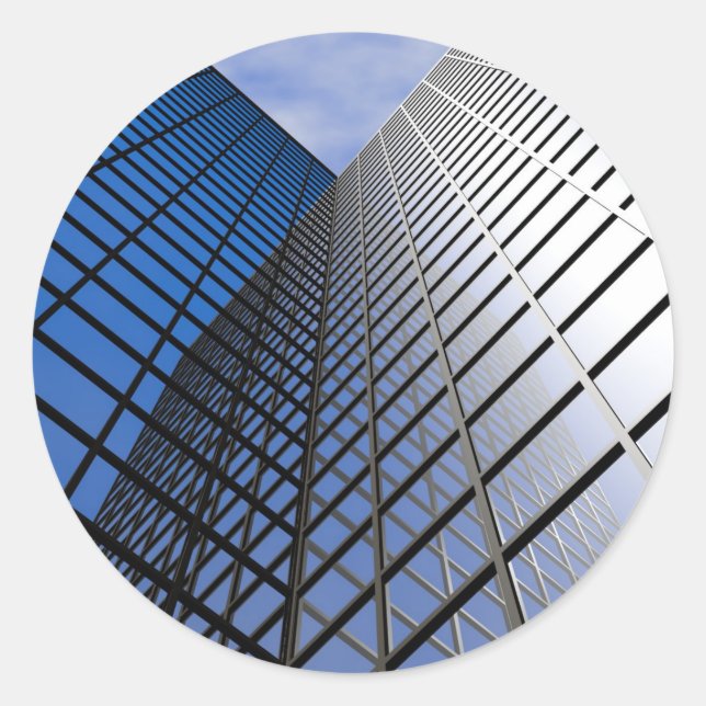 Reflective Office Block Classic Round Sticker (Front)