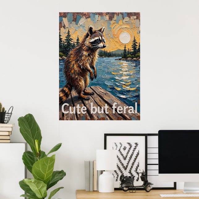 Reflective Prowler: Raccoon by the Water Poster (Home Office)