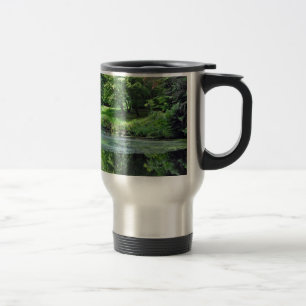 Reflective spring pond travel mug