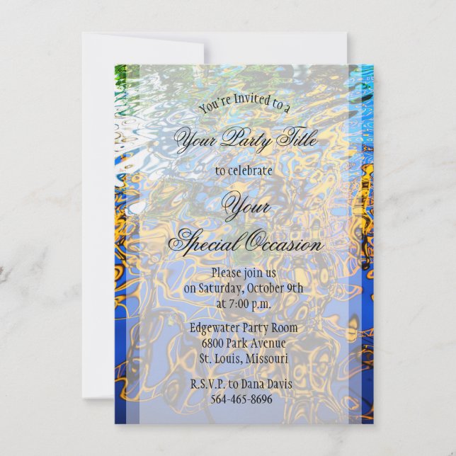 © Reflective Water Ripples Abstract Art Invitation (Front)
