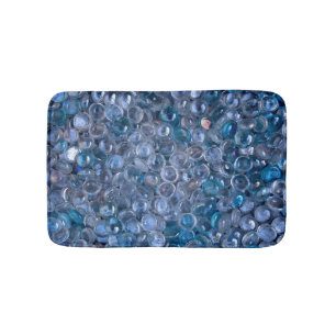 Reflective Watery Blue and Clear Glass Marbles Bath Mat