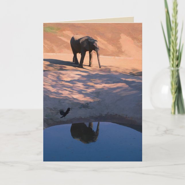 Réflexion Elephant dans l'eau Carte de voeux vierg (Devant)